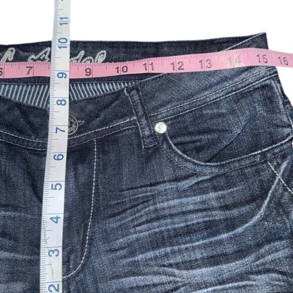L.A. Idol Womens Distressed Dark Wash Denim Capri Jeans Size 9 Cotton/Spandex - Picture 9 of 10